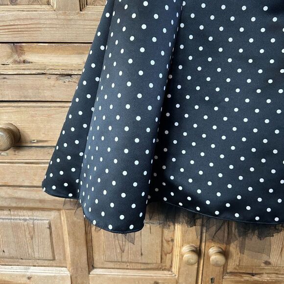 Jessica McClintock for Gunne Sax 9 / 10 Black Polka Dot Dress Strapless - Picture 3 of 13